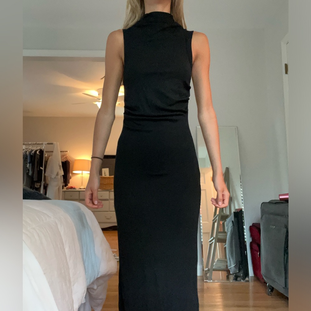 Black Medusa High Neck Long dress